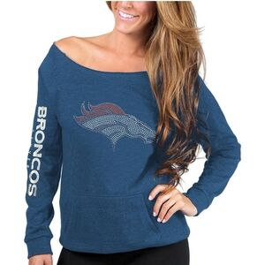 Women's Denver Broncos Cuce Navy Sideliner Sweatshirt - Size Medium